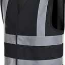 AYKRM 12 colour High visibility viz vest hi vis viz reflective work construction safety vest (XS-8XL) (Black, XXXL)