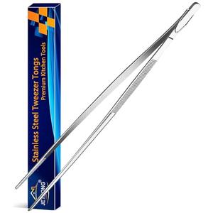 JETKONG 12-Inch Kitchen Tweezers Fine Tweezer Tongs Extra-Long Stainless Steel Cooking Tweezers