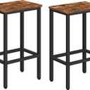Bar Stools, Set of 2 Bar Chairs, Kitchen Breakfast Bar Stools with Footrest, 25.8" Dining Stools, Rectangular Industrial Bar Chairs, for Dining Room, Kitchen,Rustic Brown BAHR0101Z