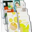 VEVOR Acrylic Brochure Holder 8.5 x 11 inch, 4-Tier Clear Acrylic Literature Display Stand, Plastic Literature Organizer Flyer Stand & Removable Divider for Office Exhibition, Countertop or Wall Mount