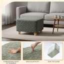 Gilprop Stretch Square Ottoman Cover, Ottoman Slipcover, Foot Stool Cover with Elastic Bottom, Stool Furniture Protector for Couch Home Decor Pouffe(Green,Jacquard)