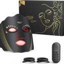 Red Light Therapy for Face, Led Face Mask Light Therapy with Rechargeable Remote, LED Face Mask Light Therapy at Home, Comfortable Red Light Therapy Mask, Black