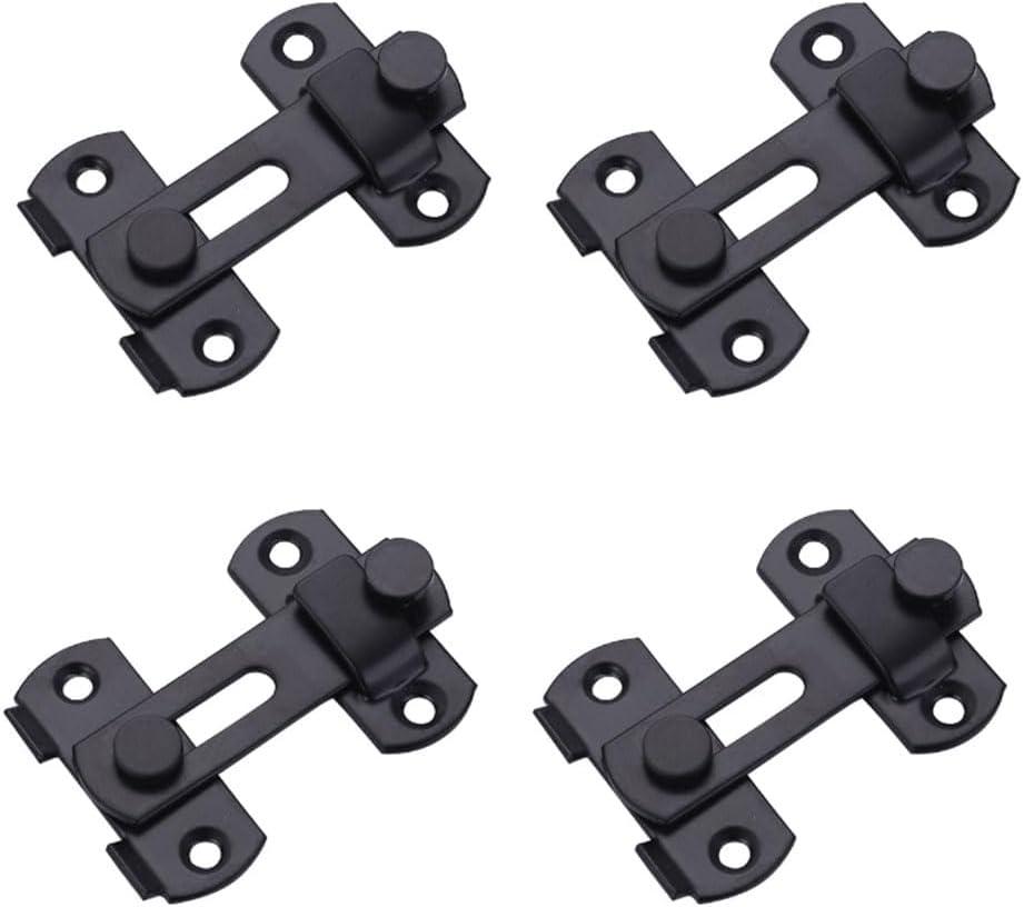 Flip Lock Barn Door Latch 4 Pack Door Latches Small Black Safety Door Glide Sliding Wine Cabinet Closet Gate for Bathroom Garden Cabinet Window
