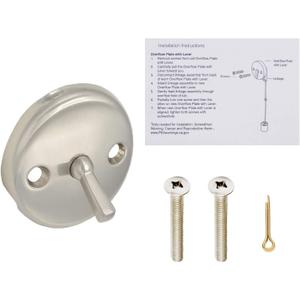Bath Tub Waste Overflow Drain Trip Lever Face Plate for Bathtub with Matching Screws for Faceplate (Brushed Nickel)