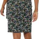 Amazon Essentials Women's Cap Sleeve Boat-Neck Faux Wrap Dress (Large, Black Ditsy Floral)