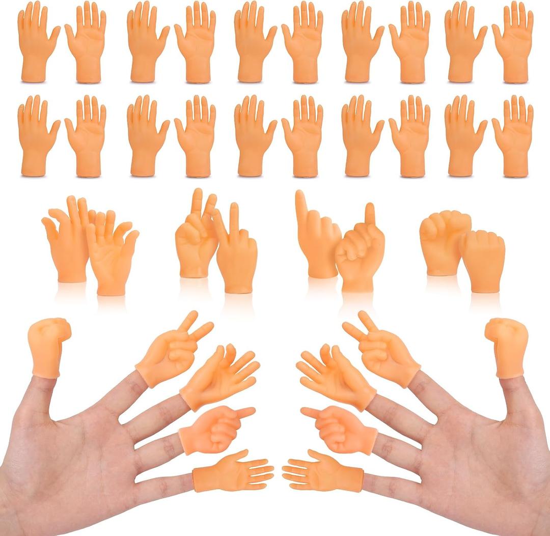 30 pcs Tiny Hands Finger Puppets, Mini Hands Little Small Hands mini Thing Gag Performance Funny Fingers for Puppet Show Gifts Classroom Prizes Party Favors for Kids (7 Styles)