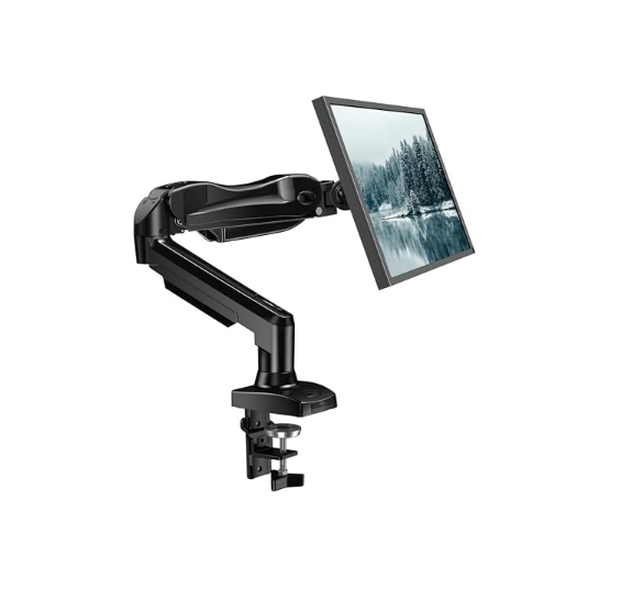 HUANUO Single Monitor Mount, 13 to 30 Inch Gas Spring Monitor Arm, Adjustable Stand, Vesa Mount with Clamp and Grommet Base - Fits 4.4 to 14.3lbs LCD Computer Monitors