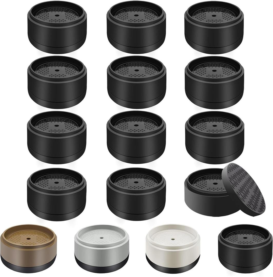 Furniture Risers Bed Risers Heavy Duty 1 inch, 2 inch, 3 inch, 4 inch Round Adjustable Bed Lifts Riser for Desk Legs Table Couch Sofa Chair Refrigerator Washing Machine (1 Inch, Black, 12 Pack)