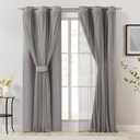 Bujasso Grey 90% Blackout Curtains with Sheer Overlay Mix and Match Double Layer Window Curtains Thermal Insulated 84 inch for Living Room Bedroom Gray Drapes with Tiebacks Grommet Top, 84"L x 37"W