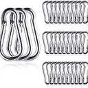 Small Carabiner Clip, 30pcs 1.57inch Mini Carabiners Clips, M4 Stainless Steel Spring Snap Hook Heavy Duty, Locking Carribenares for Climbing Hiking Camping Fishing