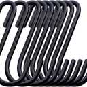 Rivexy 20 Pack 2.4" Black S Hooks for Hanging Heavy Duty, Jean Hooks for Closet, S Hooks for Hanging Plants & Pots, S Shaped Hooks, Utensils, Pots & Pans, Clothes, Bags, Towels