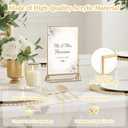 EHWINE 14 Pack 46 Clear Acrylic Sign Holder with Gold Borders and Vertical Stand, Double Sided Table Menu Holders Picture Frames for Wedding Table Numbers, Restaurant Signs, Photos and Art Display