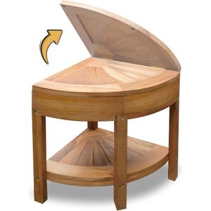 Teak Shower Corner Bench [with Extra Waterproof Storage] 16 inch Wooden Bathroom Bench for Inside Shower to Sit On, Wood Bath Chair, Teakwood Stool (16x16 inches)