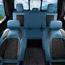 Coverado Dodge Ram 1500 Full Set Seat Covers, Waterproof Leather Car Seat Covers Fit for 2010-2023 2500 3500 Dodge RAMfor Trucks Ram Accessories Full Coverage, Front&Flat Rear/Blue