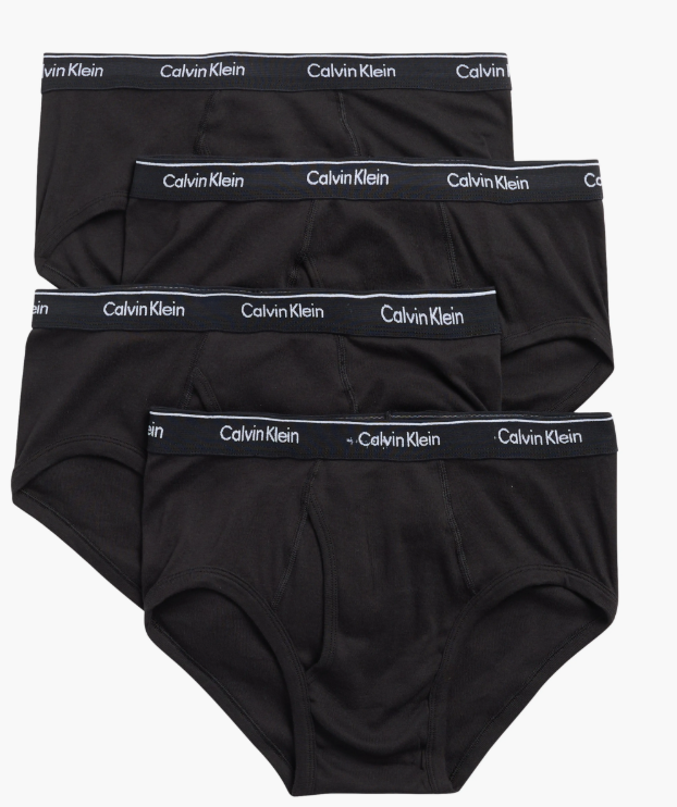Calvin Klein Men's Classic Fit Cotton Briefs, 4 Pack Black M