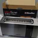 Mueller UltraToast Full Stainless Steel Toaster 2 Slice, Long Extra-Wide Slots with Removable Tray, Cancel/Defrost/Reheat Functions, 6 Browning Levels with LED Display, Housewarming Gifts New Home