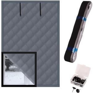 3 Layer Insulated Window Coverings for Winter, 47 X 63 Inches Thermal Window Cover for Winter, Cold Weather Insulation Film Seal kit with Velcro and Thumbtacks, Oxford Cloth Thick Cotton Filled