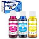 Pristar Compatible with HP 31 32XL Ink Bottle Set Replacement for HP Smart Tank Ink Refill 5101 5000 6001 7301 7602 7001 5102 Plus 651 551 455 457 450, 100ML for 31 Color Ink Refill Bottles, 3 Pack