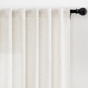 decorUhome Natural Linen Semi Sheer Curtains 84 Inch Long, 2 Panels Light Filtering Curtains Drapes with Rod Pocket and Back Tab for Living Room Bedroom Farmhouse Decor, W52 x L84