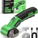 Cordless Electric Scissors, Upgrade Rechargeable Cardboard Cutter, 4V Electric Box Cutter with 3000mAh Battery LED Light & Safety Lock, USB Charging with 2 Blades for Carpet Plastic Leather Cloth