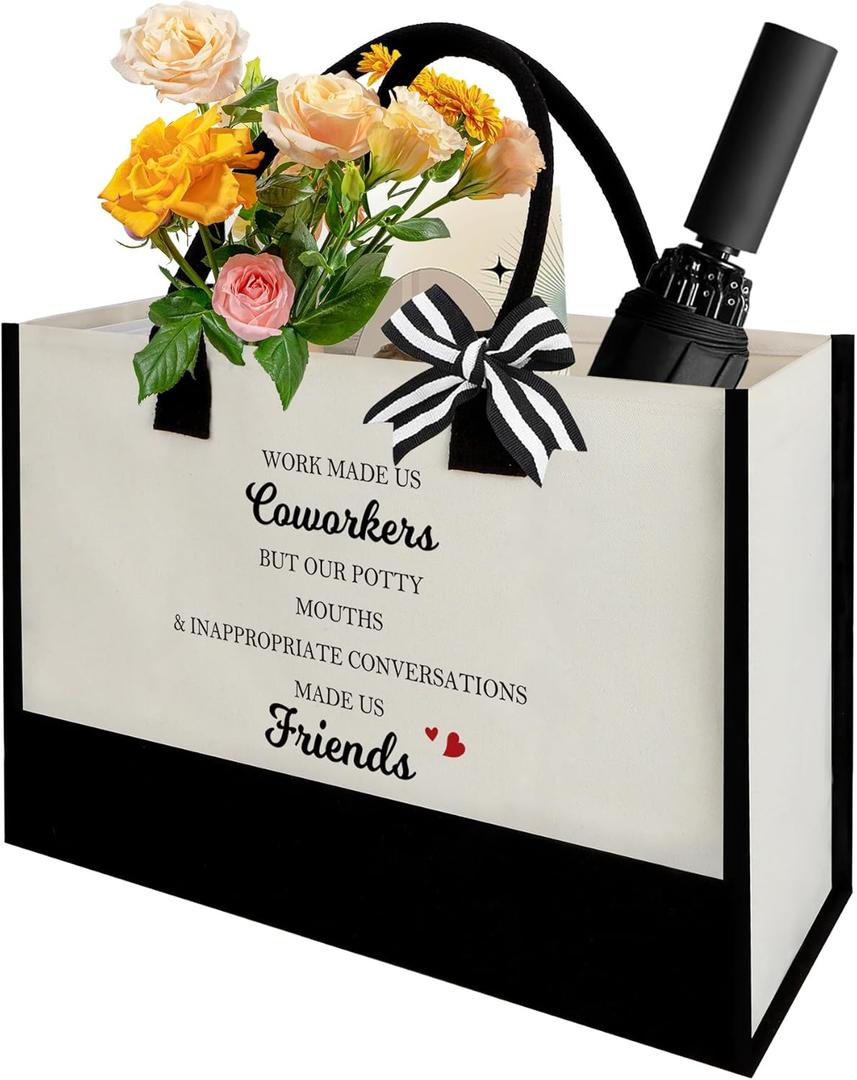 Coworker Gifts for Women - Gifts for Coworkers Leaving Farewell Going Away Goodbye Gift for Coworkers Canvas Tote Bag for Women Utility Beach Bags Christmas Thank You Gift for Work Friends Coworker