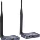 Wireless HDMI Transmitter and Receiver, 5.8GHz Wireless HDMI Extender Kit with Loop Out Support 590Ft/180m Up to 1080P@60hz Video Resolution, Support laptops, PCs, DVD, Digital Video Cameras etc (Grey)