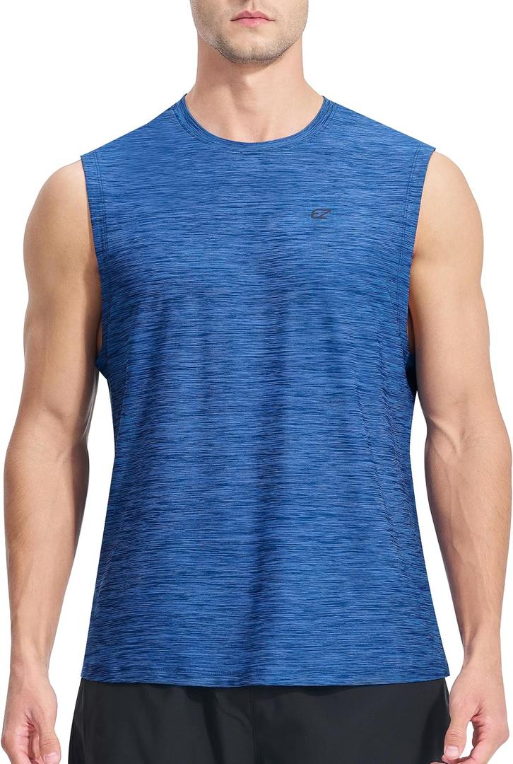 EZRUN Men's Workout Sleeveless Shirts UPF 50+ Summer Beach Swim Shirt Quick Dry Gym Muscle Fitness Running Tank Tops Size 3XL