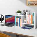 CITLOW Desktop Shelf Organizer - Adjustable Wood Desktop Bookshelf, Table Top Shelves, Desk Book Organizer for Office Supplies and Home Dcor (White)