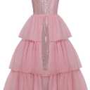 Girls' Special Occasion Dresses Pageant Formal Sequin Halter Dance Dress for Flower Birthday Party Princess Wedding Size 10 Pink