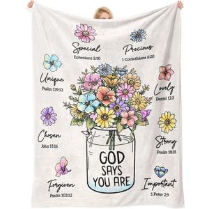 Christian Gifts for Women, Christian Blanket with Flowers, Birthday Gifts for Women, Baptism Religious Christmas Spiritual Gifts for Sister Daughter Girls Friend Mom, Soft Throw Blankets 50''x 60''