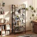 Folding Bookshelf,5 Tier Bookcase Foldable Shelf with X-Bracket Design, Adjustable Feet, Space Saving Storage for Living Room, Office