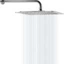 NearMoon Square Rain Shower Head With Extension Arm, Large Stainless Steel Rainfall Shower-Waterfall Full Body Coverage (12 Inch, Chrome)