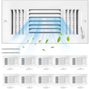 6 Pcs 12x8 Inch Air Vent Covers for Home Ceiling,3-Way Solid Metal Ceiling Register,Return Air Vent Cover for Wall(White,Interior Size 12 x 8)