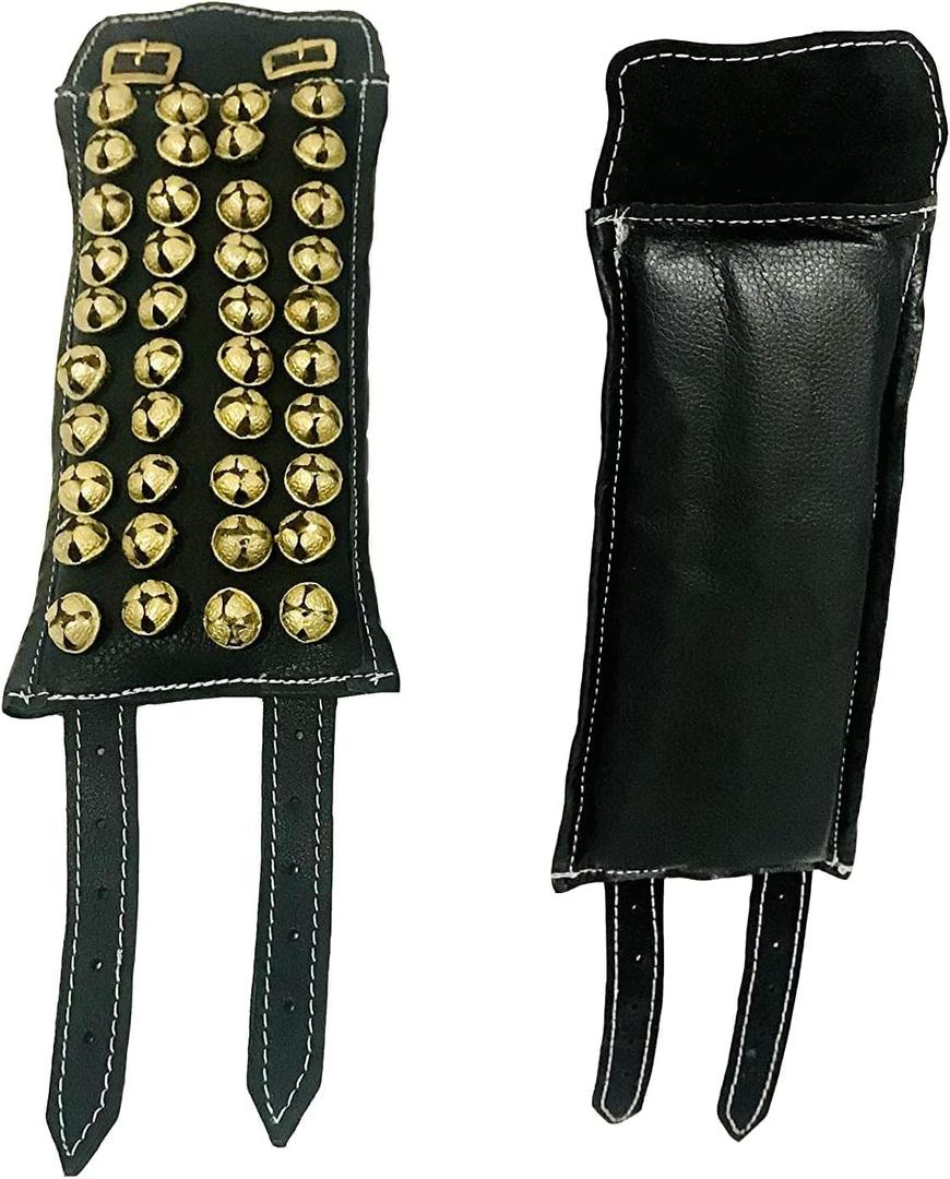 Brown Leather Pad 4 Line Ghungroo Pair (16 NO. GHUNGROO) Big Dancing Bells - FOUR LINE BROWN LEATHER PAD GHUNGROO PAIR