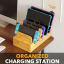 SpaceAid Bamboo Charging Station for Multiple Devices, Cell Phone Docking Stations for Multi Laptop, Tablets and iPads, Nightstand Bedside Desk Device Charger Organizer (Natural)