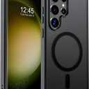 SUPFINE Magnetic for Samsung Galaxy S23 Ultra Case, (Built-in Magnets) (Military Grade Drop Protection) Slim Translucent Shockproof Phone Case,Black