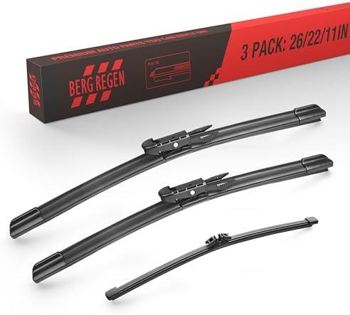 BERG REGEN 26"+22" Windshield Wiper Blades with 11" Rear Automotive Replacement Set for Ford Explorer 2011 2012 2013 2014 2015 2016 2017 2018 2019 2020 2021 2022 2023 – Genuine OEM Quality (Set of 3)