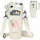 Initial Water Bottle Holder with Strap for Stanley Cup Accessories 40 oz Tumbler/Simple Modern Tumbler Bag, Water Bottle Carrier Bag with Strap,Personalized Valentine's Day Gift for Women,Her & Girls