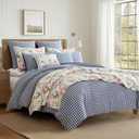 Levtex Home - Maileen Quilt Set - King Quilt and Two King Shams - Floral - Bright Multi Color - Quilt (106x92in.) and Shams (20x36in.) - Reversible - Cotton, King/Cal King Quilt