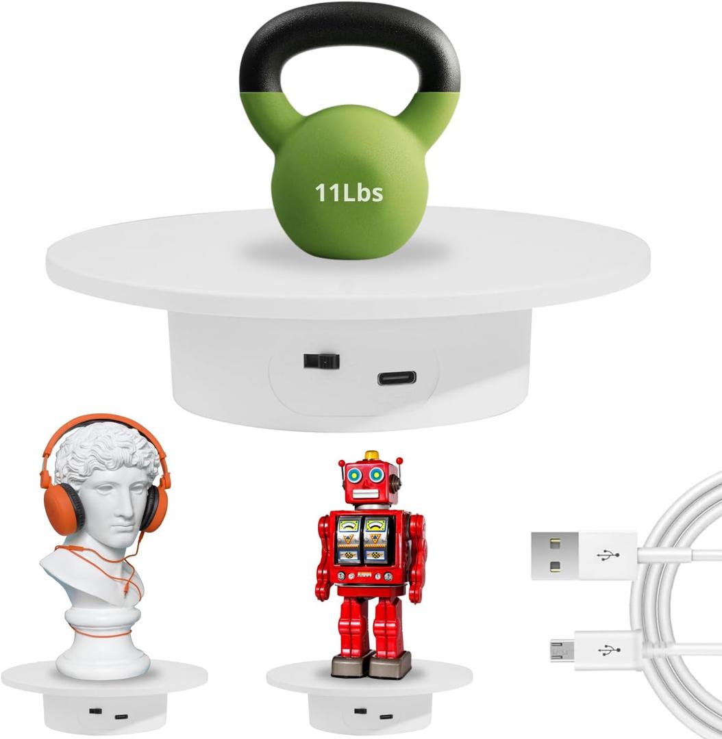 fotoconic 5.9 Inches/15cm Motorized Rotating Display Stand, 360 Electric Rotary Turntable Base Lazy Susan, Load-Bearing 11Lbs, for Photography Crafts Jewelry Toy Collectible Display (ND150C)