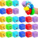 Meooeck 24 Pcs Slow Rising Stress Cube Square Fidget Ice Cube Stress Balls for Adults Dough Fidget Balls Squeeze Soft Toys for Anxiety Relief Classroom Prize Christmas Stocking Stuffer Gift