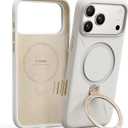 TORRAS Q3 Silicone for iPhone 17 Pro Max Case Stand, Fit for MagSafe, Liquid Silicone Soft Cozy Grip, 360 Spin Magnetic Stand, Camera Control, Protective Case for iPhone 17 Pro Max, Ivory Gold