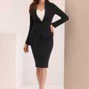 Allegra K Women's 2 Piece Skirt Suit Set Business Long Sleeve Blazer and Pencil Skirt Outfits