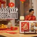 Chinese New Year Gifts, The Year of Horse Cookbook Stand for Kitchen Counter, Adjustable Tablet Recipe Book Holder