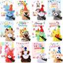 Hollowfly 12 Sets Birthday Mini Plush Bulk with Cards, Birthday Classroom Gifts for Students Mini Plushies Stuffed Animals for Students Classroom Reward Party Favors Decorations Return Gifts Present