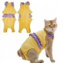 Paipeper Cat Recovery Suit, Kitten Onesie After Surgery, E-Collar Alternative for Abdominal Wound and Skin Diseases, Soft Breathable Bodysuit After Spay（Yellow-XL）