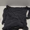 Floerns Women's Plus Size Off Shoulder Dress Mesh Long Sleeve Ruffle Trim Bodycon Maxi Dresses (Black), Large Plus