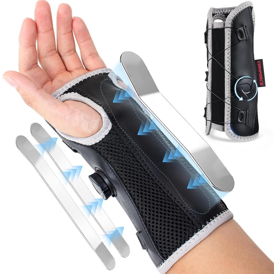 Adjustable Knob Wrist Brace - Stabilizes & Supports for Carpal Tunnel, Arthritis, Tendonitis, Sprains & Pain Night Support Fits Left/Right Hand (5.5-9.5")