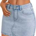 Trendy Queen Womens Denim Skirts Jean Short Mini Skirt Summer Outfits Fashion Cute Y2k Clothes with Pockets 2025 LightBlue 10