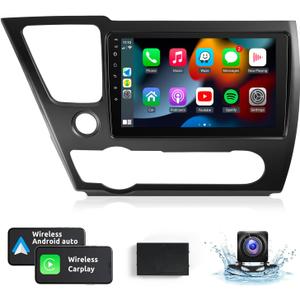 Naifay Android Car Radio for Honda Civic 2013 2014 2015 2016 2017 with Wireless CarPlay Android Auto, 2+32G 9inch IPS Touch Screen Car Stereo Bluetooth FM in-Dash GPS Navigaion WiFi SWC Split Screen